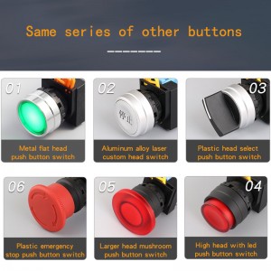 Factory wholesale Metals Electrical Red Electrical Switches Spring Return Push Button la38 22mm