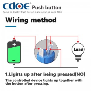 16mm illuminated push button ring led pin terminal ip67 10a high current switch reset