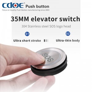 RGB Tri-color 35mm sos elevator push button switch momentary with wire