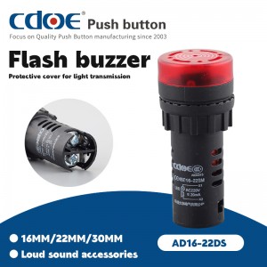 Short body 110v 380v light red illuminate flash Plastic alarm Buzzer 22mm