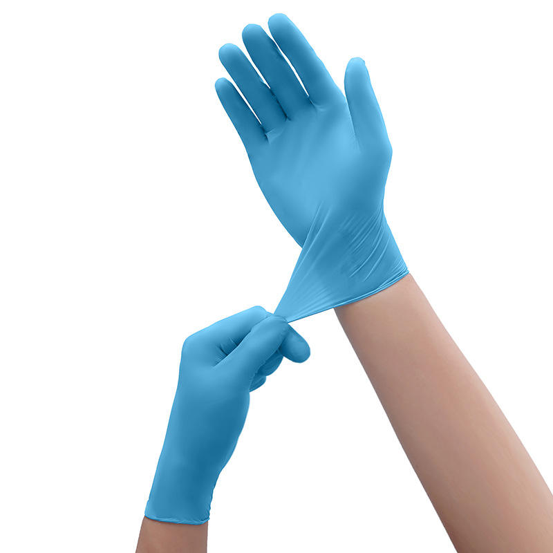 Wholesale OEM Custom Logo Thickened Powder Free Food Grade Blue Nitrile Gloves