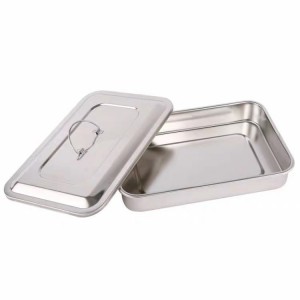 high quality 304 201 stainless steel medical instrument tray with lid