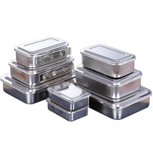 high quality 304 201 stainless steel medical instrument tray with lid