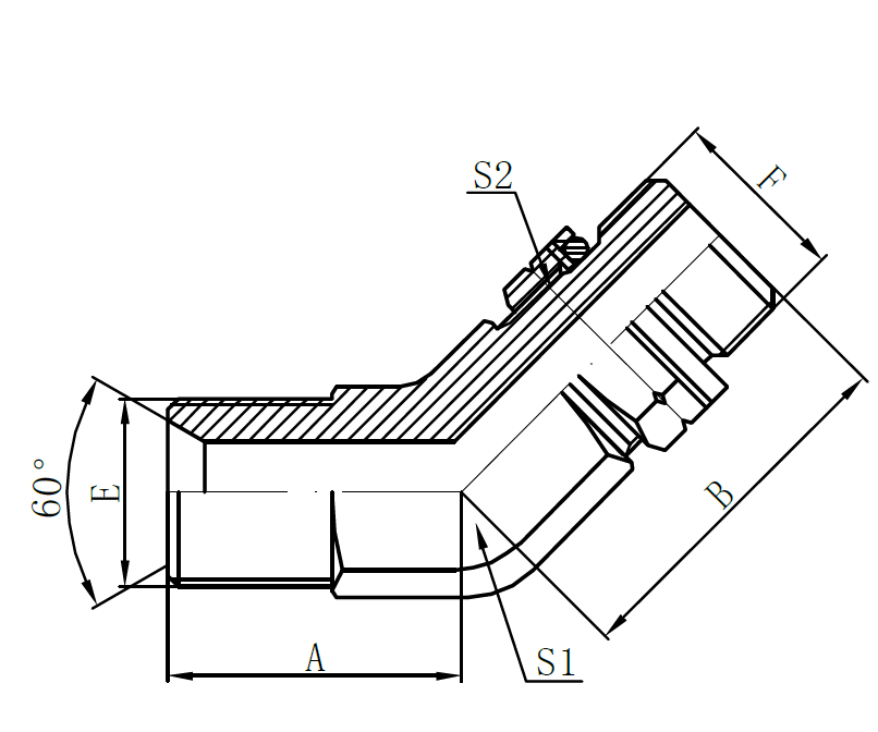 18 Years Factory Pressure Pump Hose - 1BG4-OG – BSP Male 60° Seat × BSPT Male O-ring(45° Elbow) – Sinopulse