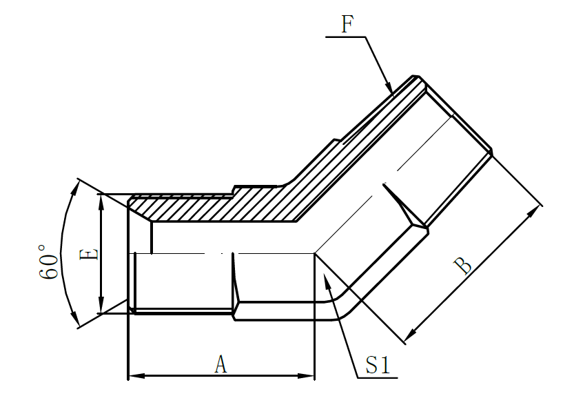 Factory wholesale Embossed Hydraulic Hose - 1BN4- BSP Male 60° Seat × NPT Male (45° Elbow) – Sinopulse