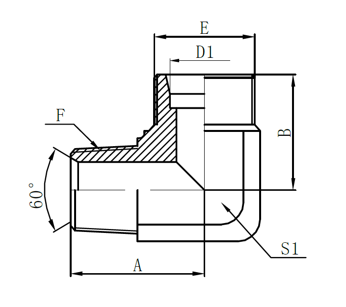 Factory wholesale Steam Hose - 1CN9-Metric Male 24° L.T. × NPT Male 60° (90° Elbow) – Sinopulse