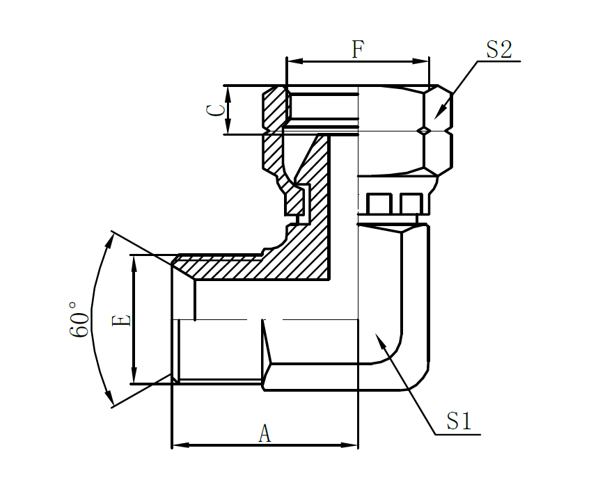 Factory Cheap High Pressure Silicone Hose - 2B9-BSP Male 60° seat × BSP Female 60° Cone Seal (90° Elbow) – Sinopulse