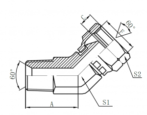 New Fashion Design for High Quality Hydraulic Hose - 2NB4- NPT Male × BSP Female  60° Cone   (45° Elbow) – Sinopulse