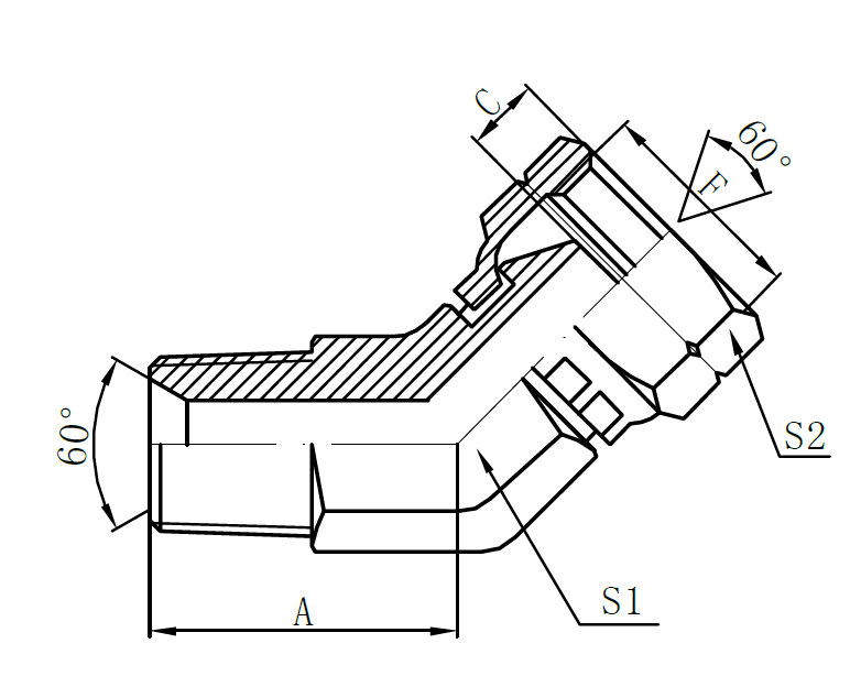 High Performance Custom Hydraulic Hose - 2NB4- NPT Male × BSP Female  60° Cone   (45° Elbow) – Sinopulse