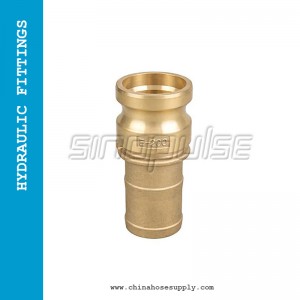 Brass Camlock Coupling Type E male camlock on one end and a male hose tail