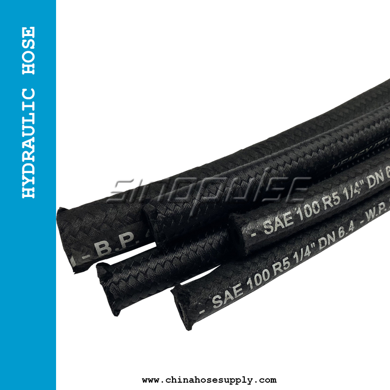 Steel Wire Reinforced Hydraulic Hose SAE100 R5 Textile Braided Cover
