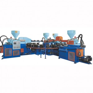 Pvc two injection head four color crystal sport shoes making machine