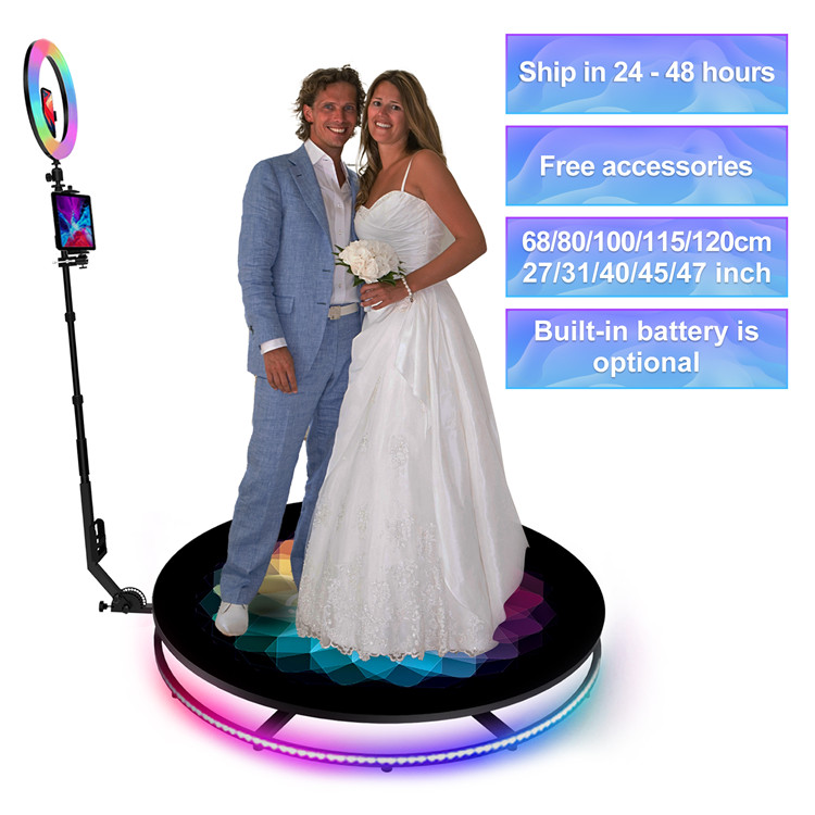 Automatic Spinning 360 Photo Booth Camera 360 Spin Photo Booth Rotating Stand With Ring Light