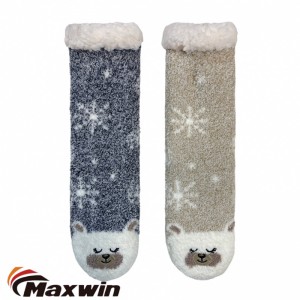 Women’s Winter Super Warm Anti-slip Cozy Microfiber Socks with Cute Animals and Snowflake