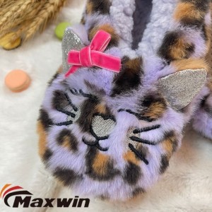 Kids Winter 3D Cat Embroidery Warm Slipper Socks