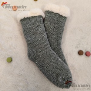 Ladies winter warm machine socks for home with Brush Cozy Yarn