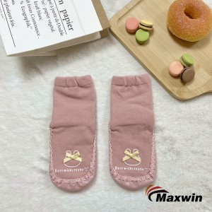 High definition Feet Warmers Socks - Kids Socks with Textile ABS Sole and Bow Girls Design  – Maxwin