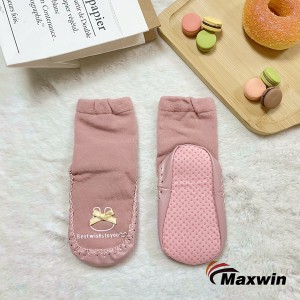 Kids Socks with Textile ABS Sole and Bow Girls Design