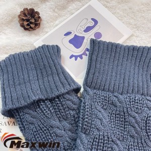 WOMEN’S CABLE KNIT OVER THE KNEE SOCKS-BLUE