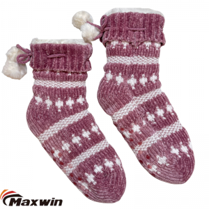 Women’s Winter Soft Warm Chenille Yarn with Bright Silk Non-Slip Socks