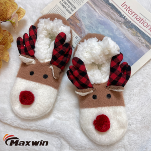 Winter Christmas Collection With Cute Elk Animal Soft Warm Ballerina Slippers