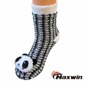 Women’s cozy middle slipper socks with the panda pattern