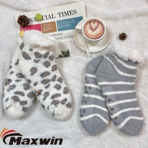 New Delivery for Bootie Socks - Women’s Winter Super Warm Cozy Slipper Socks with Snowflake-Leopard-Stripe-Wavy Pattern  – Maxwin