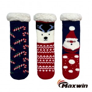 Christmas Style Women Winter Non-Skid Soft Cozy Socks With Sherpa Lining