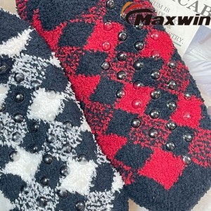 Women’s Winter Super Warm Cozy Slipper Socks with Grid pattern