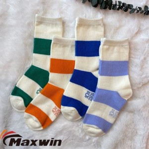 23-26 yards socks with simple stripe, Nice Stripe Plain Middle Cotton Socks, Cotton socks