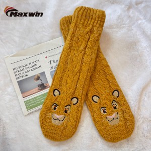Discountable price Thick Bed Socks - Ladies Winter Mid Calf Fuzzy Socks with Lion  – Maxwin