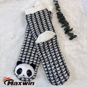 Women’s cozy middle slipper socks with the panda pattern
