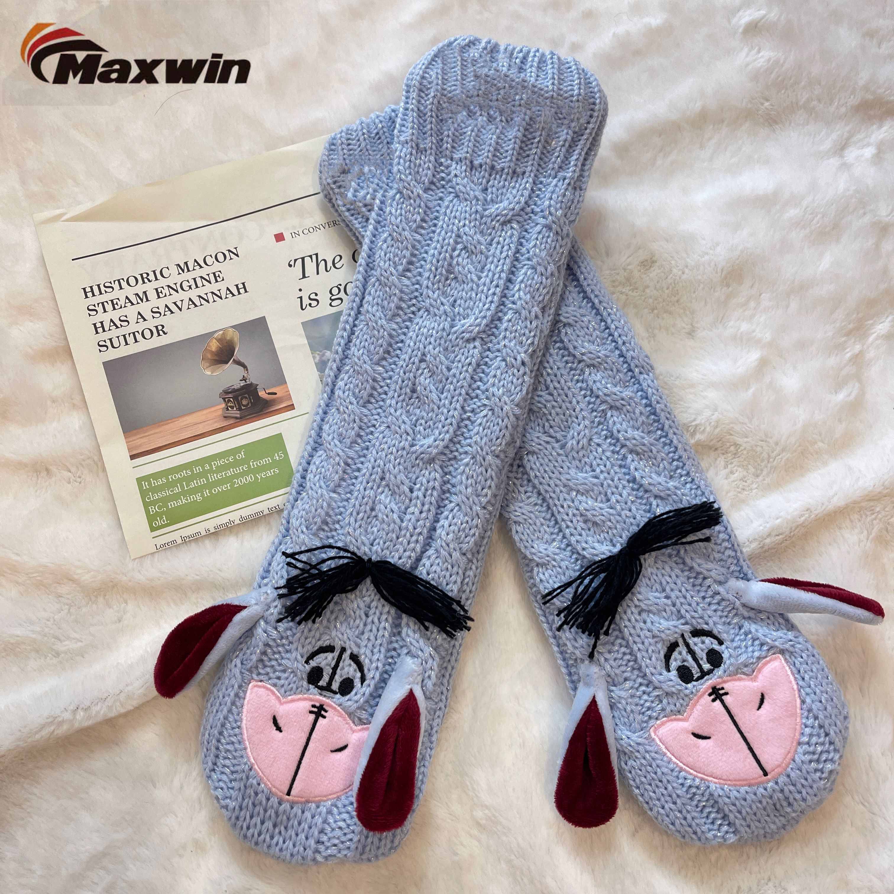 2022 Good Quality Knitted Stockings Christmas - Ladies Winer Mid calf Fuzzy Socks with Donkey  – Maxwin