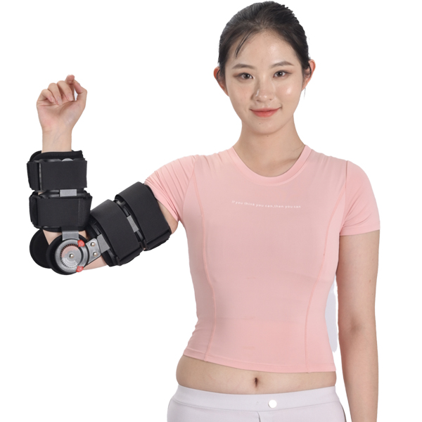 Verstellbare Ellenbogengelenk-Fixierungshalterung zur postoperativen Unterstützung und Stabilisierung von hinteren Ellenbogenfrakturen. Verstellbare medizinische Armschlinge