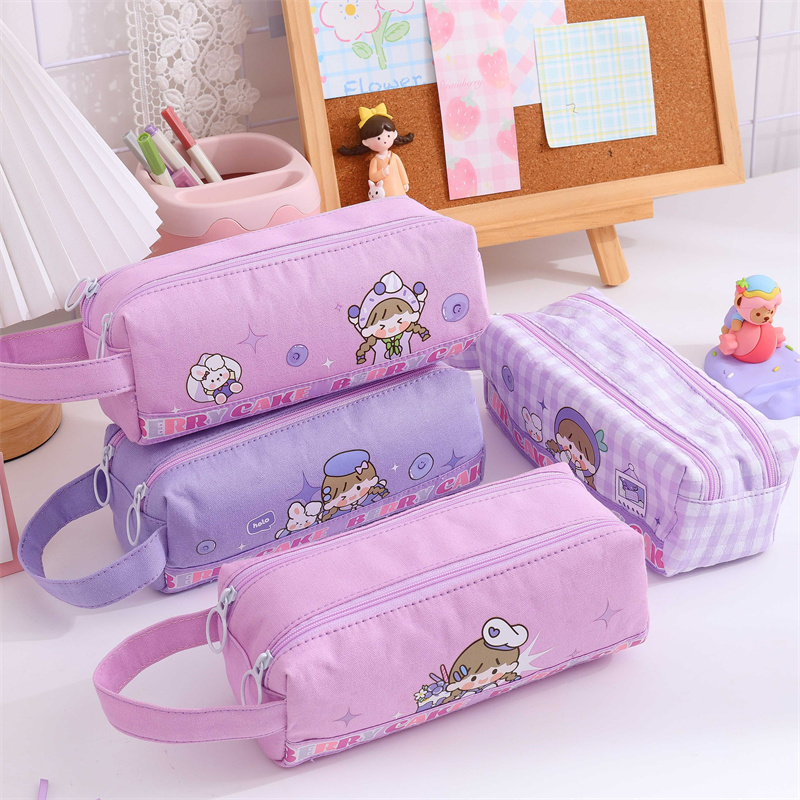 New Custom Pencil Cases for Girls Oxford Cloth Double Zipper