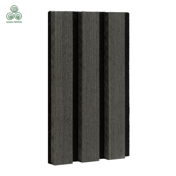 Custom Black Color Acoustic Slat Wall Panels ສໍາລັບພາຍໃນ