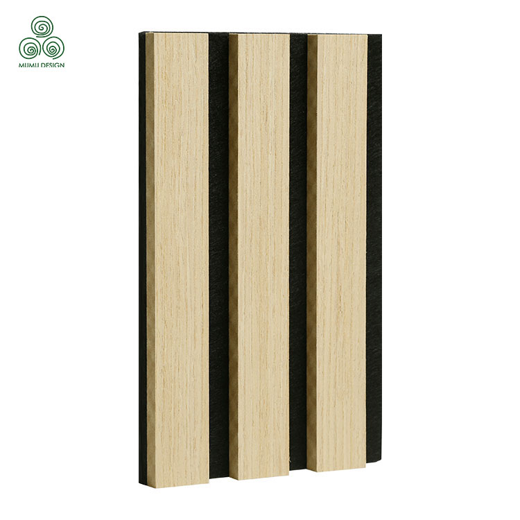 Simple Design Natural Oak Grey Felt Acoustic Slat Wood Wall Panels