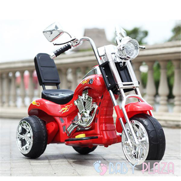 Three- wheel kids motorcycle with backrest