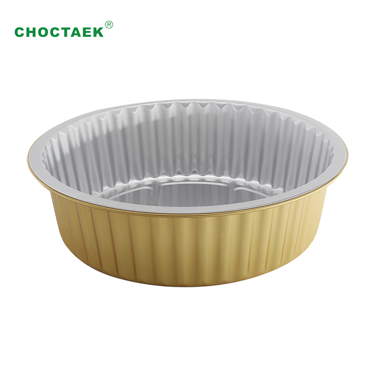 Wholesale China Rectangle Heat-Sealing Smooth Wall Reverse Curling Aluminium Foil Container Quotes Pricelist - 3500ml Round Smooth Wall Aluminium Foil Container for hot pot  – Choctaek