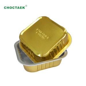 Small Square Golden Aluminium Foil Container for pet food packing