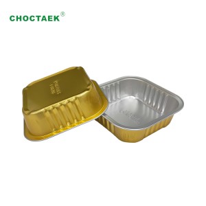 112x112x42mm 325ml square black and gold aluminium foil  food container with hot sealing foil lid
