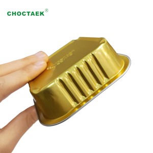 Small Square Golden Aluminium Foil Container for pet food packing