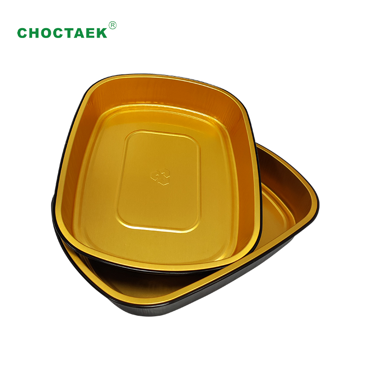 Wholesale China Party Aluminum Trays Quotes Pricelist - Recycled black gold smooth wall takeaway baking foil container  – Choctaek
