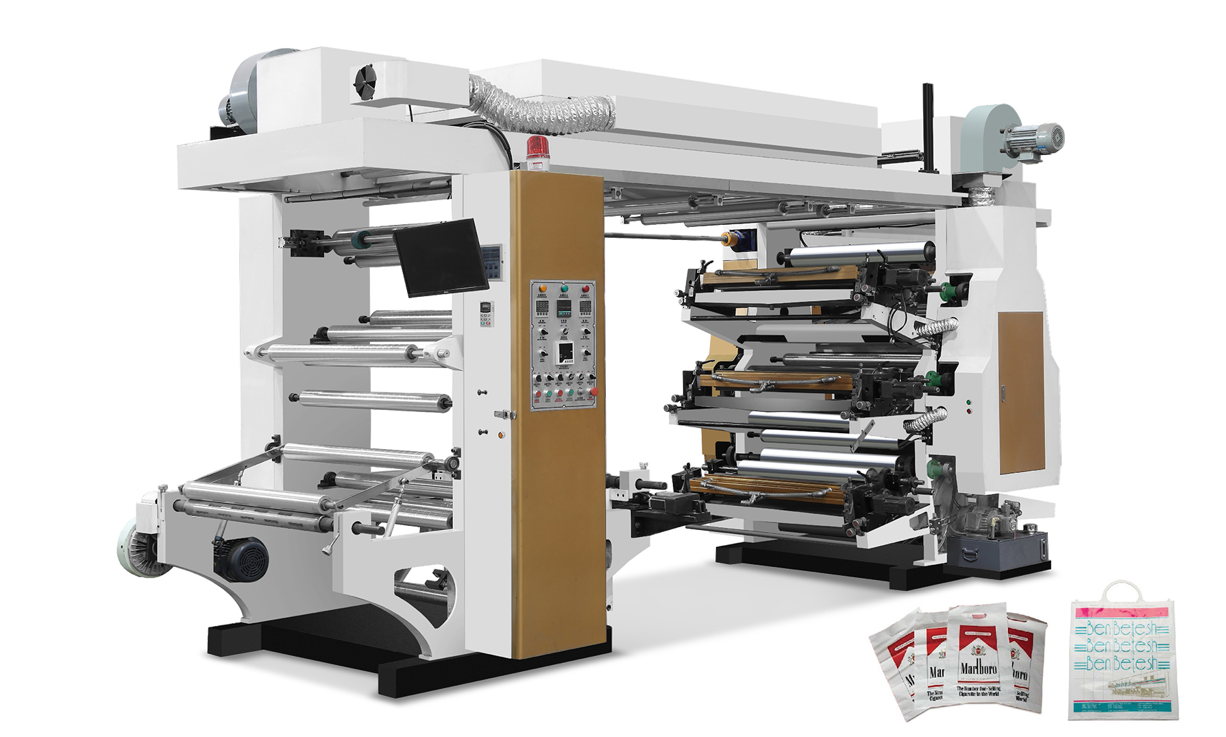 Design renovável para máquina de impressão flexográfica de plástico tipo pilha de alta velocidade e 6 cores da China para filme Pet, BOPP, PE, CPP, impressão de papel
