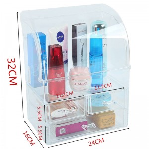 Changhong clear with lid and drawer cosmetics display case with 2-layer storage box for bedroom  shower room cosmetic store