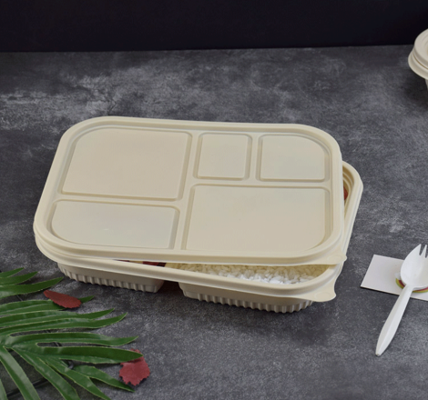 Disposable Degradable Corn Starch Lunch Box 5-compartment