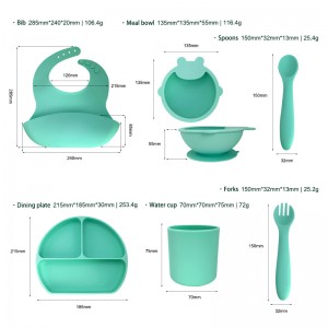 Bowls cups plates forks spoons silicone tableware 6-piece combination set