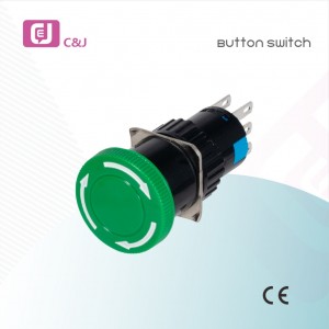 Wholesale price LA16 Green 5A 6Pin Emergency Stop Mushroom Head Push Button