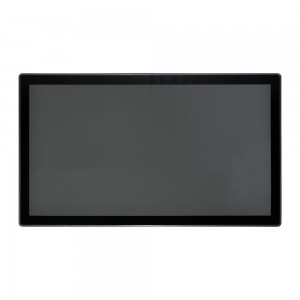 Ecran tactil LCD cu cadru deschis de 27” Panoul frontal este negru, iar spatele este de culoarea tablei de oțel galvanizat