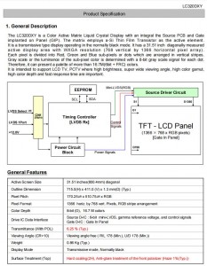 32 Inch LG TV Panel OPEN CELL  LC320DXY-SLA9